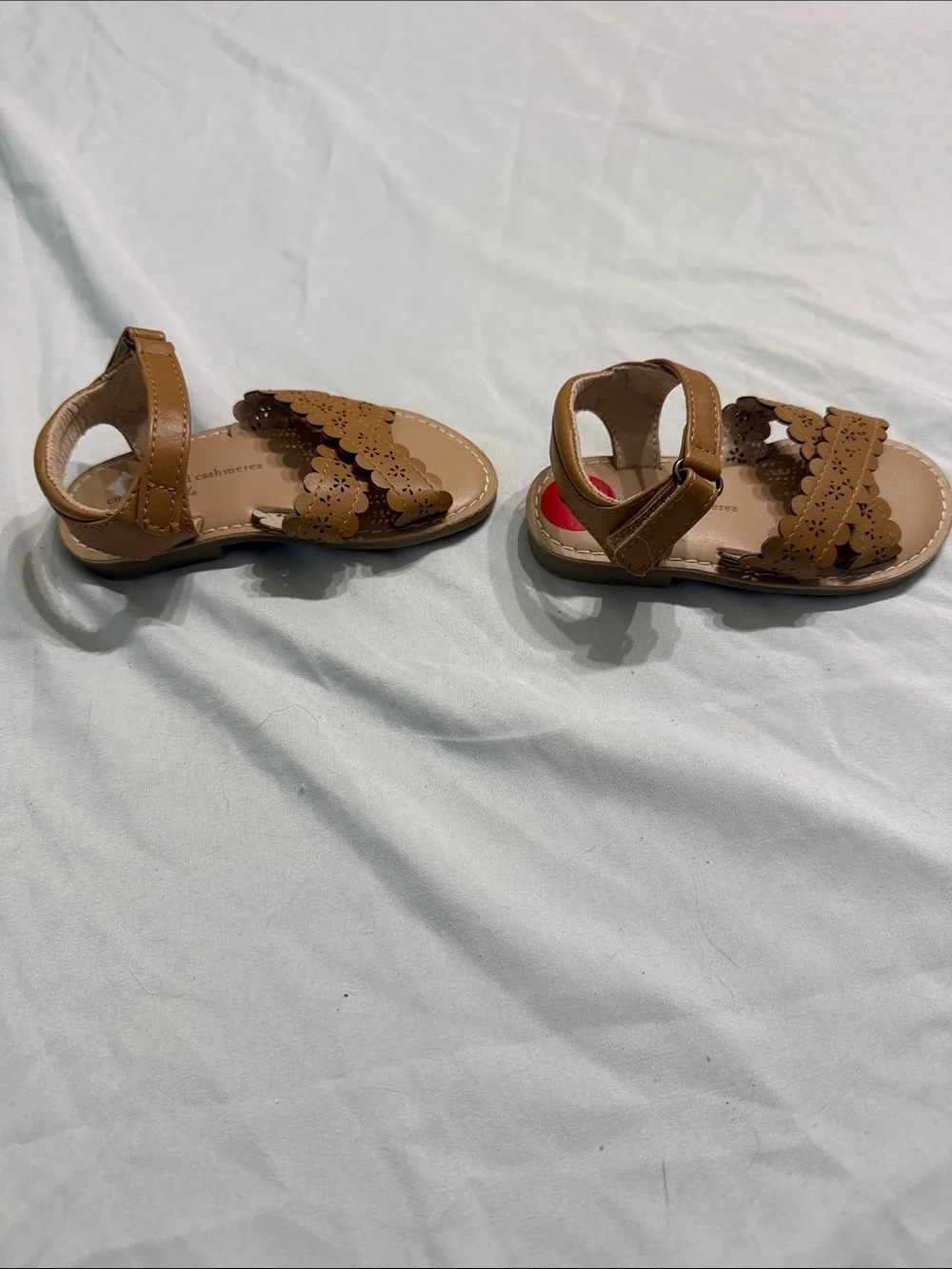 cupcakes & cashmere Tan Scalloped Floral Strap Kids Sandals
